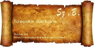 Szecska Barbara névjegykártya